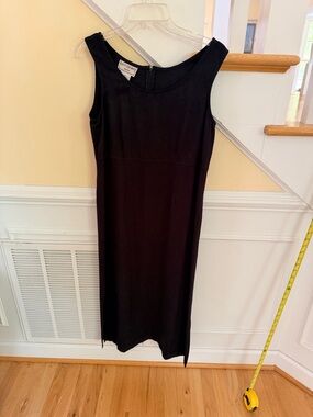 Ladies Size 10P "karin stevens" Black Sleeveless Midi Sheath Dress GUC ❤️